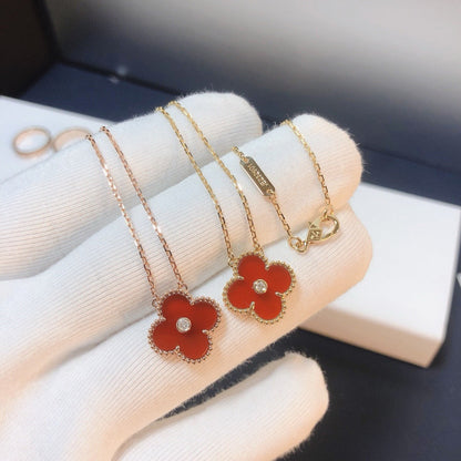 [GALE]CLOVER 15MM DIAMOND CARNELIAN NECKLACE