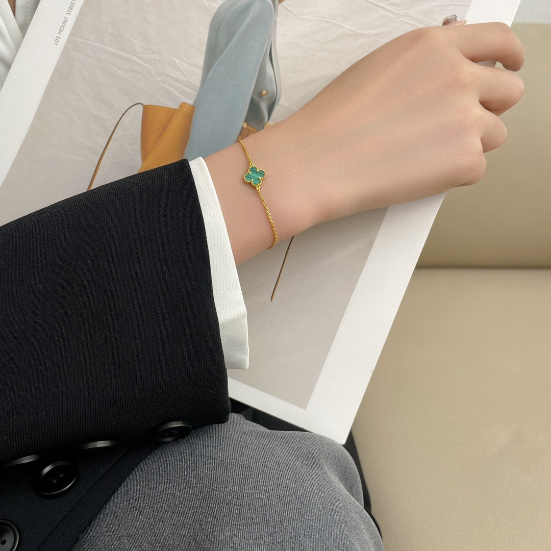 [GALE]クローバーブレスレット マラカイト 1モチーフ