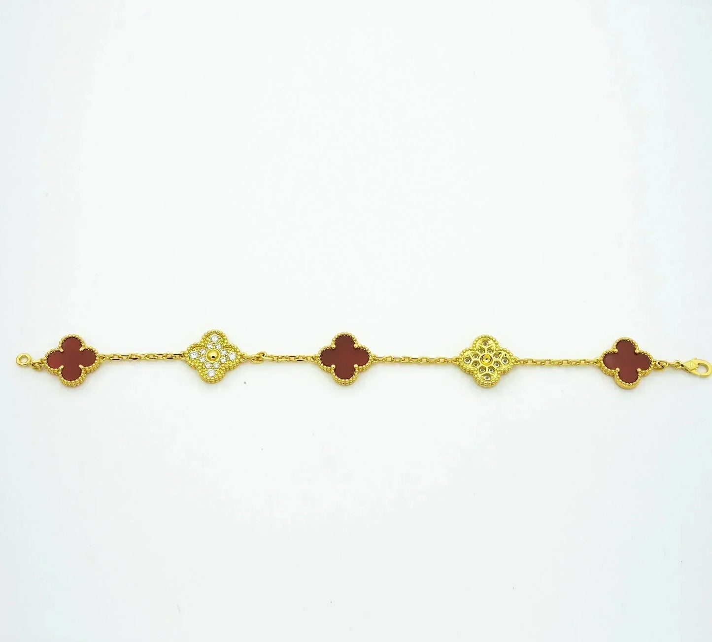 [GALE]CLOVER 5 MOTIFS CARNELIAN DIAMOND BRACELET