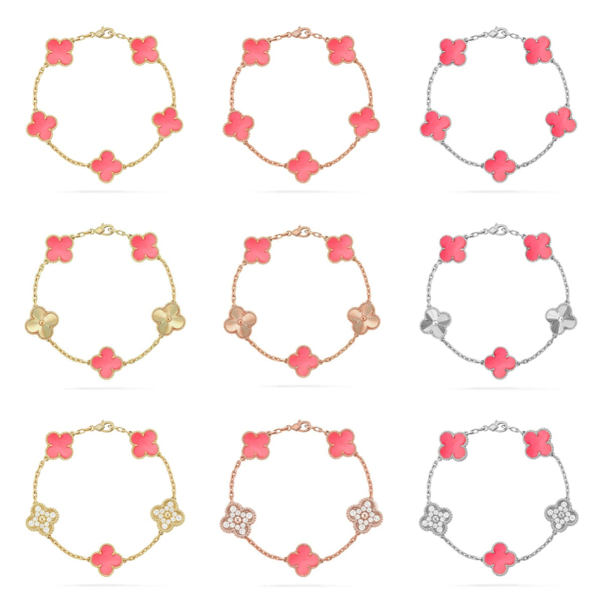 [GALE] CLOVER 5 MOTIFS  PINK MOP BRACELET COLLECTION