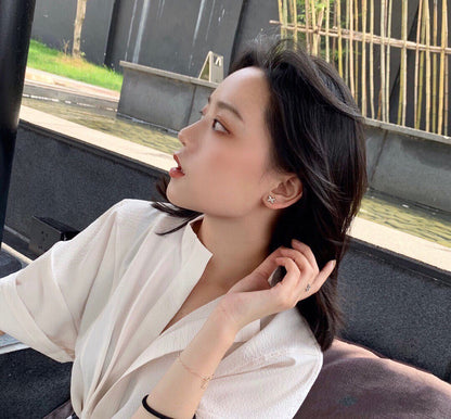 [GALE]JEUX DE WHITE MOP ROSE GOLD DIAMOND EARRINGS