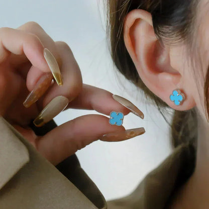 [GALE]CLOVER MINI 9,5MM ONYX-OHRSTÖSSE SILBER