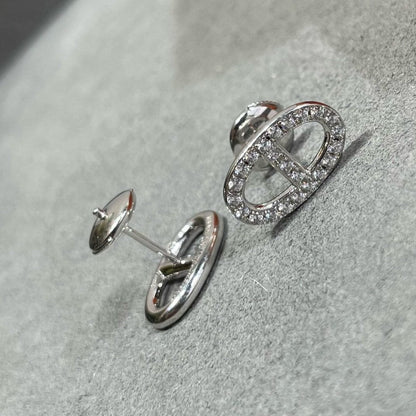 [GALE]HM FULL DIAMOND PIG NOSE STUD EARRINGS