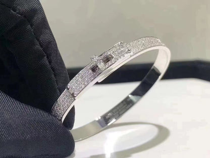 [GALE]HM KELLY BRACELET IN SILVER AND FULL PAVE DIAMOND