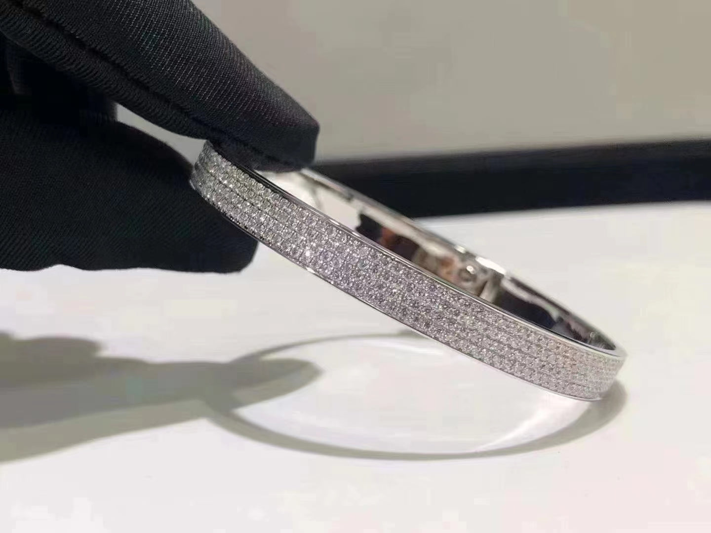 [GALE]HM KELLY BRACELET IN SILVER AND FULL PAVE DIAMOND