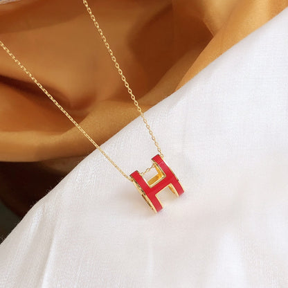 [GALE]HM CLIC RED ENAMEL GOLD NECKLACE