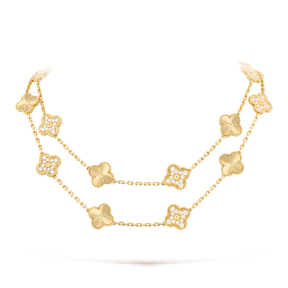 [GALE]CLOVER 20 MOTIFS LASER DIAMOND NECKLACE