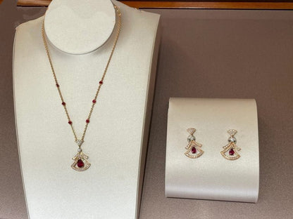 [GALE]DREAM NECKLACE CARNELIAN DIAMOND PINK GOLD