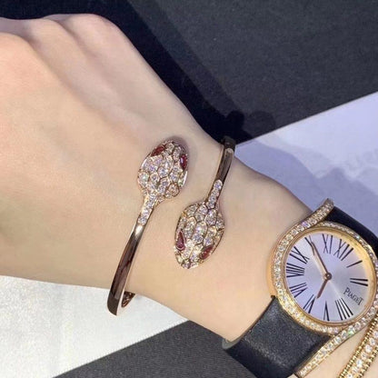 [GALE]SERPENTI BRACELET PINK GOLD DIAMOND DOUBLE SNAKE