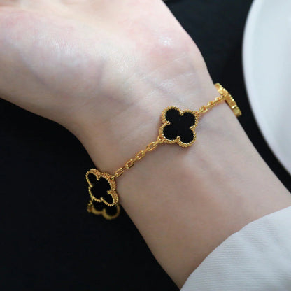[GALE]CLOVER  5 MOTIFS BLACK ONYX BRACELET