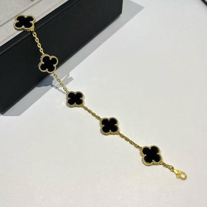 [GALE]CLOVER  5 MOTIFS BLACK ONYX BRACELET
