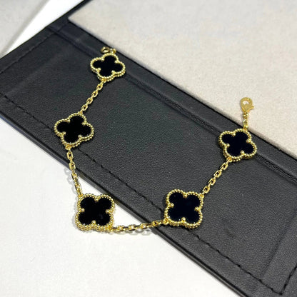 [GALE]CLOVER  5 MOTIFS BLACK ONYX BRACELET