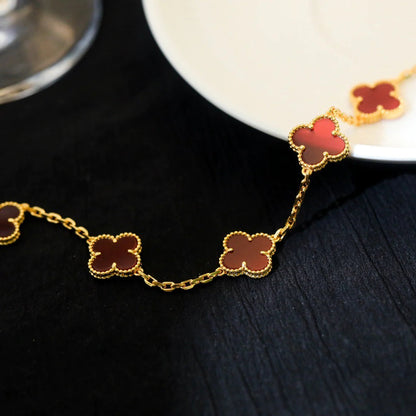 [GALE]CLOVER 5 MOTIFS RED AGATE  BRACELET