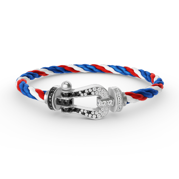 [GALE]FORCE Großes Hufeisen Schwarz Weiß Diamantarmband Silber