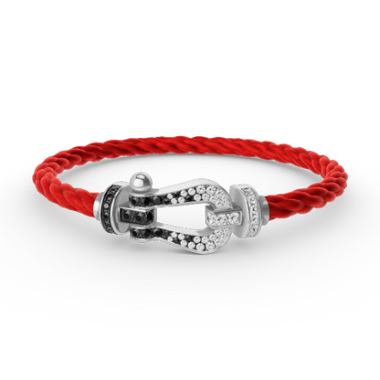 [GALE]FORCE Großes Hufeisen Schwarz Weiß Diamantarmband Silber