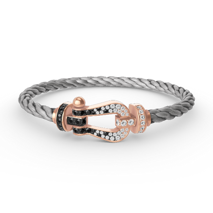 [GALE]FORCE LARGE HORSESHOE BLACK WHITE DIAMOND BRACELET ROSE GOLD