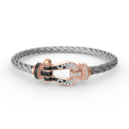 [GALE]FORCE Großes Hufeisen Schwarz Weiß Diamantarmband Roségold