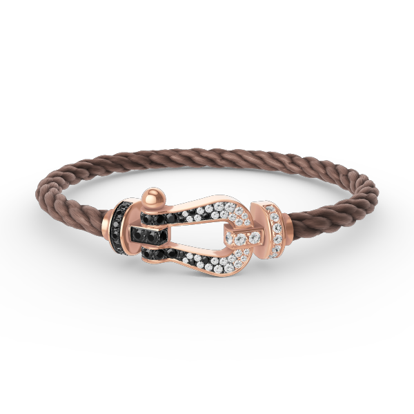 [GALE]FORCE LARGE HORSESHOE BLACK WHITE DIAMOND BRACELET ROSE GOLD