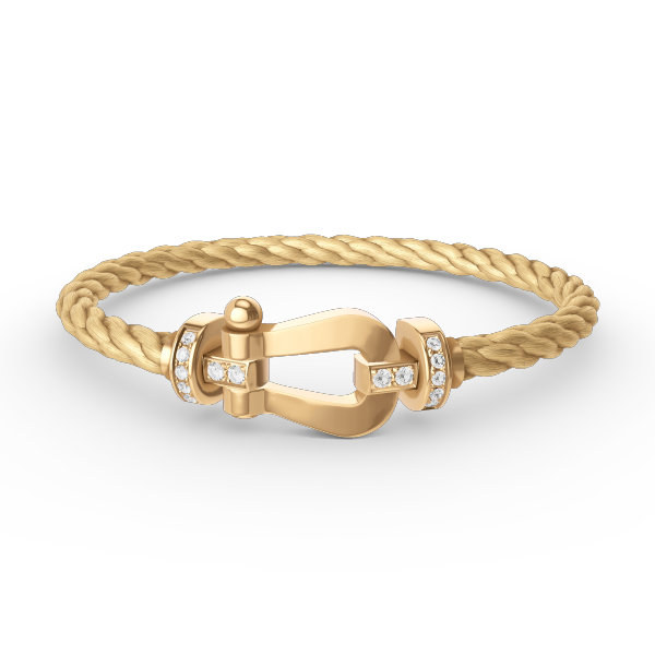 [GALE]FORCE LARGE HORSESHOE HALF DIAMOND BRACELET GOLD