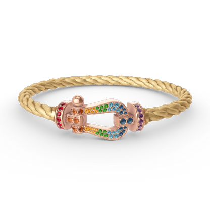 [GALE]FORCE LARGE HORSESHOE  COLORED DIAMOND BRACELET ROSE GOLD
