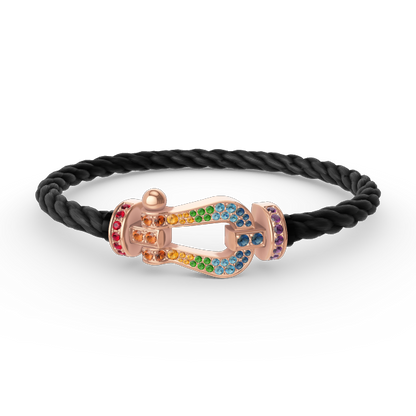 [GALE]FORCE LARGE HORSESHOE  COLORED DIAMOND BRACELET ROSE GOLD