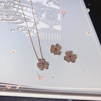 [GALE]FRIVOLE ROSE GOLD FLOWER DIAMOND NECKLACE
