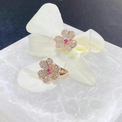 [GALE]FRIVOLE ROSA GOLDENE BLUMEN-DIAMANT-OHRRINGE
