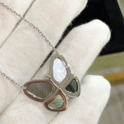 [GALE]ラージバタフライシルバーペンダントダイヤモンドネックレス