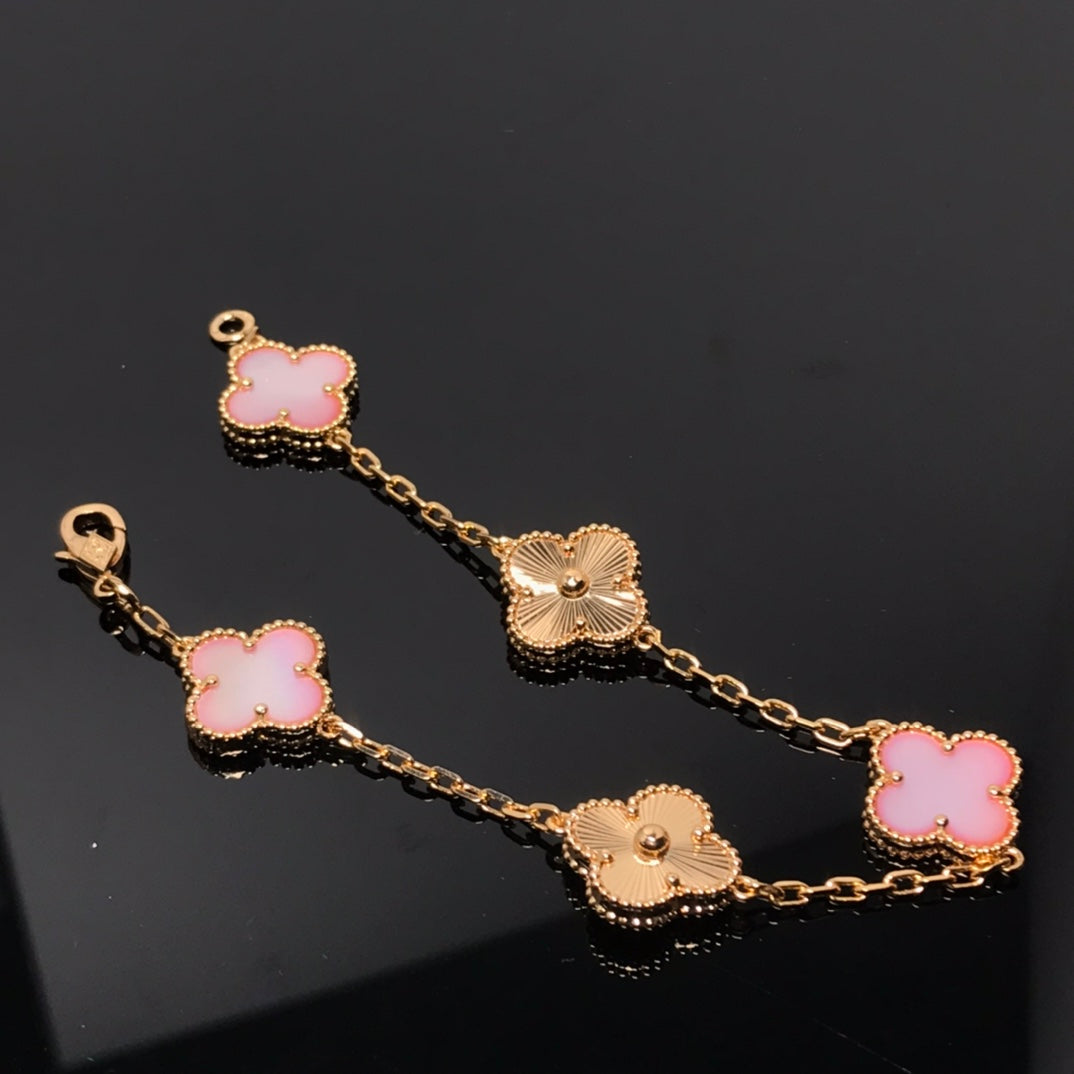 [GALE]CLOVER BRACELET 5 MOTIF PINK AND PINK GOLD
