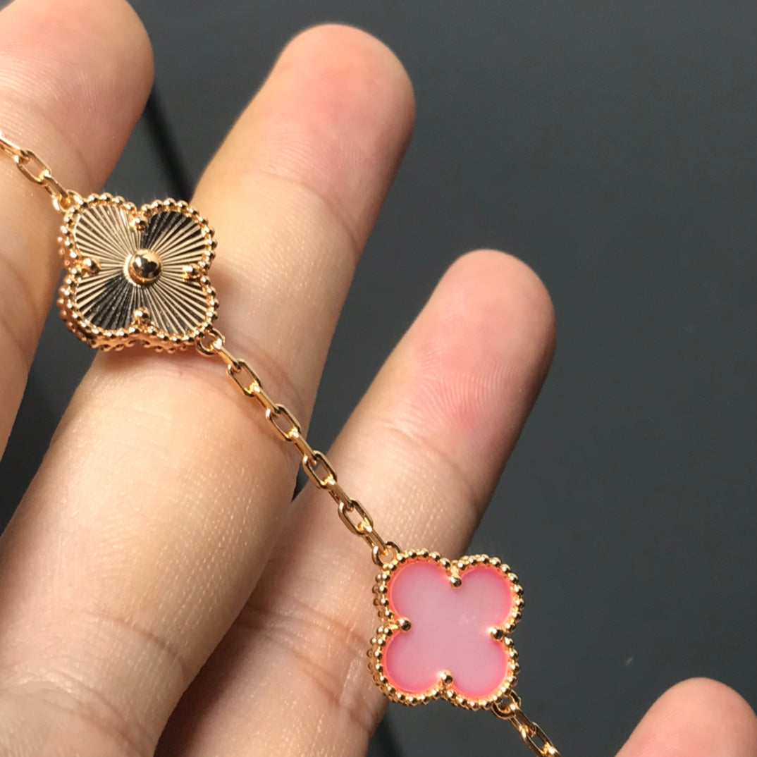 [GALE]CLOVER BRACELET 5 MOTIF PINK AND PINK GOLD