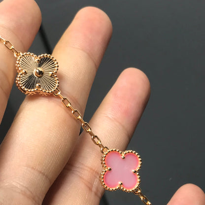 [GALE]CLOVER BRACELET 5 MOTIF PINK AND PINK GOLD