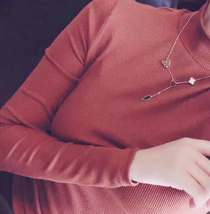 [GALE]ラッキースプリング 4モチーフ ローズゴールドネックレス